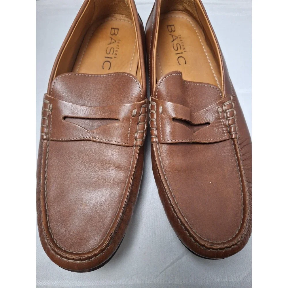 Testoni BASIC Men's Brown Leather Penny Loafers Shoes Size 9.5